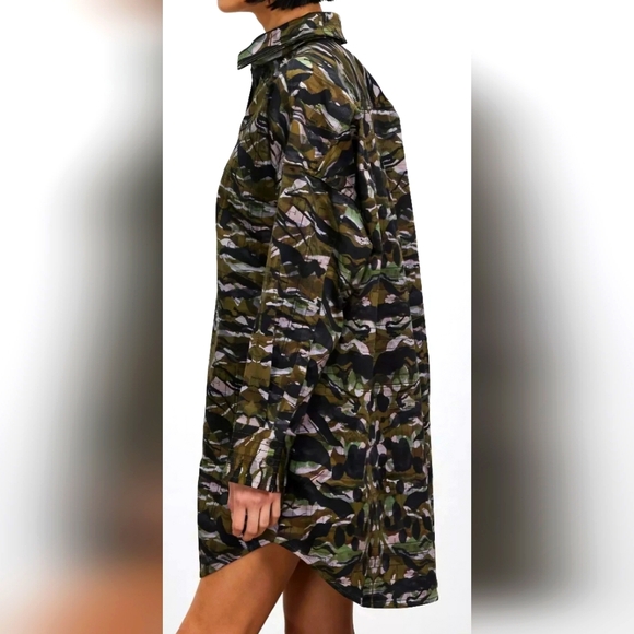 NWOT All Saints Inez Oniyuri Shirt Dress Khaki Green Size 8 - Picture 11 of 13